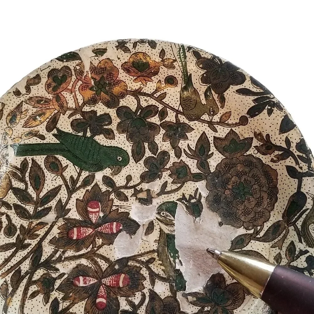 Alfred E Knobler Paper Mache Floral Alcohol Proof Japan Coaster Set‎ Of 7 Vintag